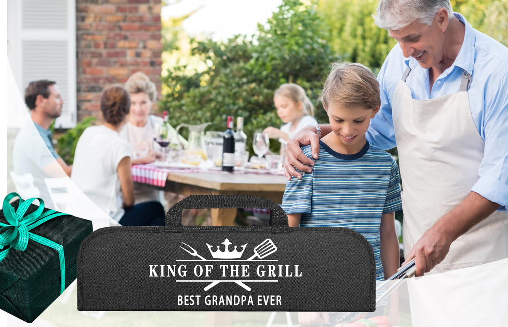 Grandpa Gifts, Grilling Gifts for Grandfather, Gifts for Grandpa Papa Christmas Birthday Retirement Form Grandchildren, Unique Useful Gifts for Elderly Men Stocking Stuffers Ideas, BBQ Set 3 with Bag