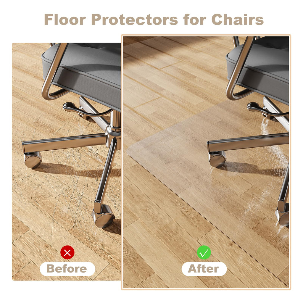 [Thickened to 2.0mm] 50"x 60"Computer Chair Mat for Hardwood, PVC Office Mat for Hardwood Floor, Anti-Slip Rolling Chair Floor Protector, Floor Cover for Rolling Desk Chair, Gaming Chair, Office Chair