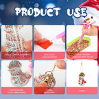Tondiamo 20 Pcs Christmas Diamond Painting Keychains Snowmen Diamond Painting Keychains 5d DIY Diamond Art Kits Ornaments Diamond Painting Rhinestone Pendant Christmas Hanging Diamond Art for Kids