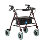 Medline Bariatric Heavy Duty Steel Rollator Supports up to 500 lbs, Strong, Comfortable Rolling Walker with 8 inch Wheels