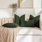 MIULEE Set of 2 Christmas Dark Green Throw Pillow Covers 20x20 Inch Decorative Couch Pillow Covers Textured Boucle Accent Solid Pillow Cases Soft for Cushion Chair Sofa Bedroom Livingroom Home Decor