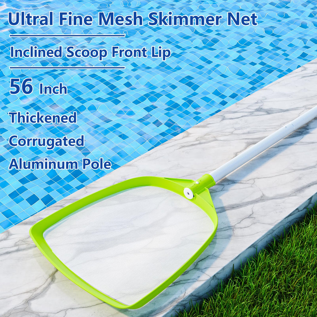 Sepetrel Pool Skimmer Net- Total Length 72 inches Ultral Fine Mesh Rake with Pole,Accessories for Cleaning Inground/Above Ground Swimming Pool, Pond,Spa and Hot Tub Leaf Debris