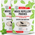 Mighty Mint Mouse Repellent Pouches – Peppermint, Castor Oil & Cinnamon Formula – Natural Indoor Deterrent for Mice and Rodents – Plant-Based, Long-Lasting Protection – 12 Count (Pack of 2)