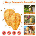 GWHOLE 2 Pack Fake Wasp Nest Decoy Hanging Fake Wasp Hornets Yellow Jackets Nest for Garden Outdoor
