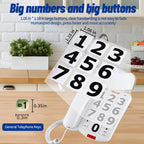 Large Button Phones for Seniors, Land Line Phones for Elderly - Big Button Home Telephone for the Visually Impaired, 110dB+ Amplified Ringer & 90dB+ Handset Volume for the Hearing Impaired House Phone