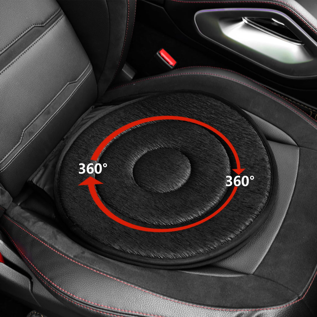 Autotechnx Soft 360 Rotating Seat Cushion for Car Non Slip Swivel Seat Cushion for Car for Elderly Support Black Office Chair Comfortable Ergonomic Design Odorless Rotating Car Seat 360 for Pregnant