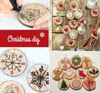 ilauke Natural Wood Slices 30Pcs 3.1''-3.5'' Unfinished Wood Crafts with Pre-drilled Hole, Wood Slices Ornaments for Christmas DIY Rustic Crafts Wooden Circles Coasters Wedding Decor, 33 Feet Twine