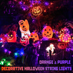 Mlambert 3 Pack 33FT Fairy Lights Battery Operated with Remote and Timer, Dimmable Waterproof 8 Modes Lights for Halloween Christmas-Orange/Purple