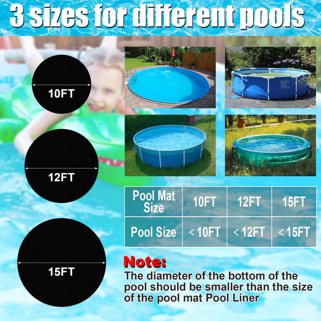 VICAMB 15ft Heavy Duty Round Pool Liner Pad for Above Ground Pool,Pool Ground Mat Under Pool Pad,Pool Bottom Liner Protector to Prevent Puncture and Extend Liner Life