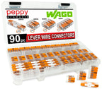 WAGO 221 Lever Nuts 90pc Compact Splicing Wire Connector Assortment with Case. Includes 221-2401, 221-412, 221-413, 221-415