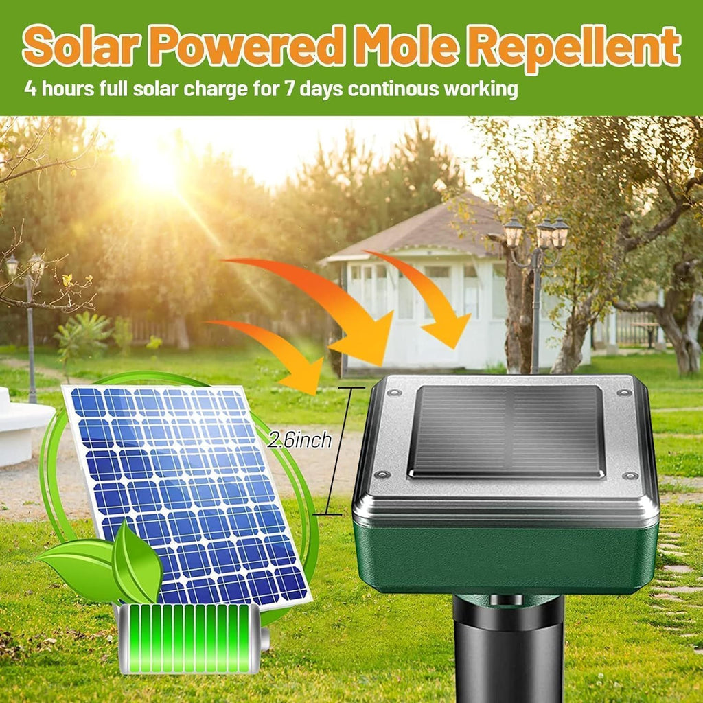 outtkitywi 8 Pc Mole Repellent Solar Powered Sonic Mole Deterrent Spikes, Snake Gopher Vole Repellent for Lawn Garden & Yard Gopher Deterrent, Groundhog Repeller