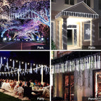 JMEXSUSS 2 Pack Solar Christmas Meteor Shower Lights, 16 Tube 288 LED White Solar Christmas String Lights Outdoor Waterproof for Tree Patio Garden Wedding Party Decorations