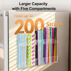 Rycid 9.5” Large Acrylic Straw Holder for Cabinet Door, Reusable Adjustable Two-Part Straws Organizer with Ultra Sticky Adhesive Strips, 2026 Straw Storage for Kitchen Cupboard (Transparent)