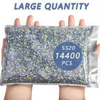 Beadsland Hotfix Rhinestones Bulk, 14400PCS Crystal Hot Fix Rhinestones for Crafts Clothes DIY Decoration, Crystal AB, SS20, 4.6-4.8mm