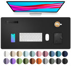 Non-Slip Waterproof PU Leather Desk Pad Protector for Mouse, Writing Desk, Office, Home, Laptop Blotter, 23.6" x 13.7", Black
