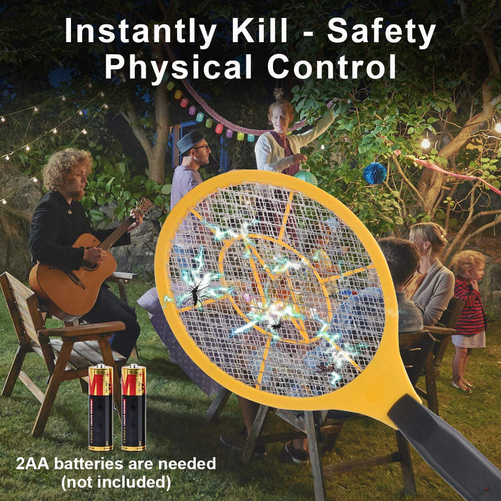 2 Pack Bug Zapper Electric Fly Swatter Zap Mosquito - Indoor Outdoor Zapping Racket for Pest - Safe to Touch with 3-Layer Safety Mesh