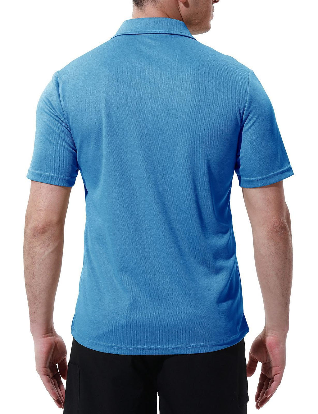 Men's Activewear Polo Shirts Short Sleeve Quick Dry Outdoor Golf Sports Shirts with Pocket(Blue, US XL)