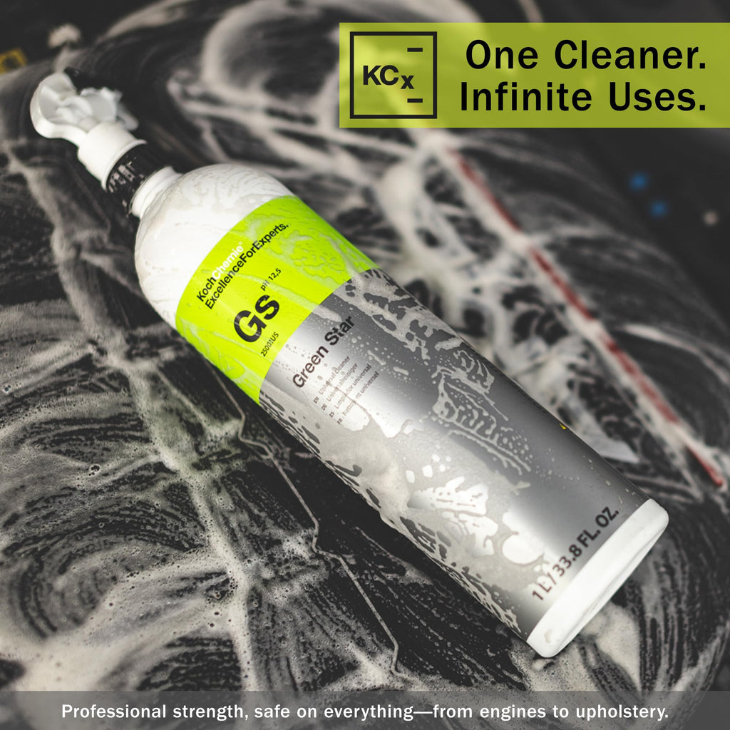 KOCHCHEMIE Green Star - Highly Concentrated Universal Cleaner; NTA, Phosphate, and Solvent Free, Clean Auto Interiors and Exteriors, Engines, Commercial, Home, and Industrial Use (1 Liter)