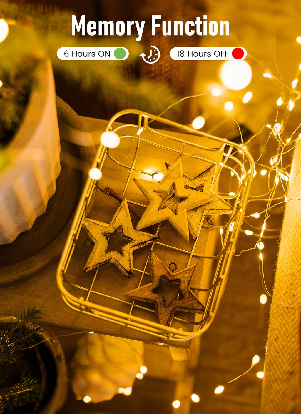 66Ft 200 LED Outdoor String Lights, Warm White Fairy Lights Battery Operated with Remote, Twinkle Lights for Bedroom Patio Party Christmas Decoration