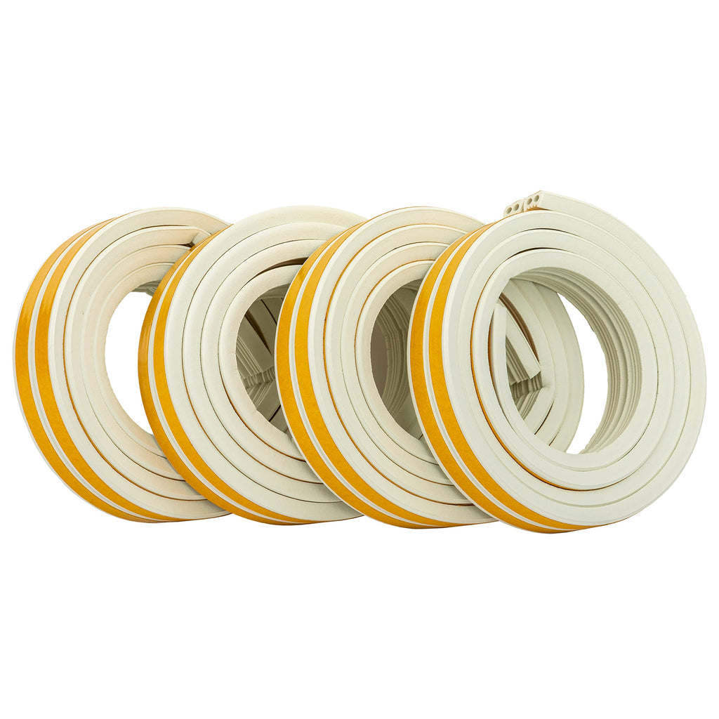 Duck Brand Self Adhesive Rubber Weatherstrip Seal for Extra Large Gaps, 1/2-Inch Wide x 5/16-Inch Thick x 10-Feet Long, 4 Pack, White (288073)