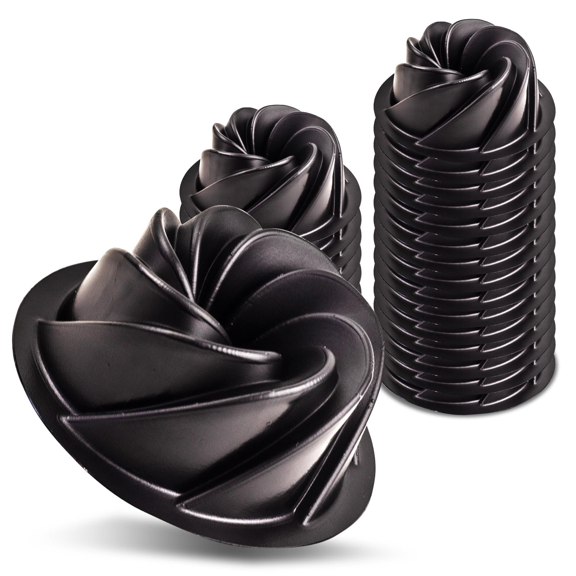 O'Creme Bakeable Plastic Mini Swirl Cake Pan, Baking Pan With Non-Stick Silicone, Reusable nonstick baking molds, Durable, Lightweight, Easy Storage for Baking and Much More - 25 QTY Pack