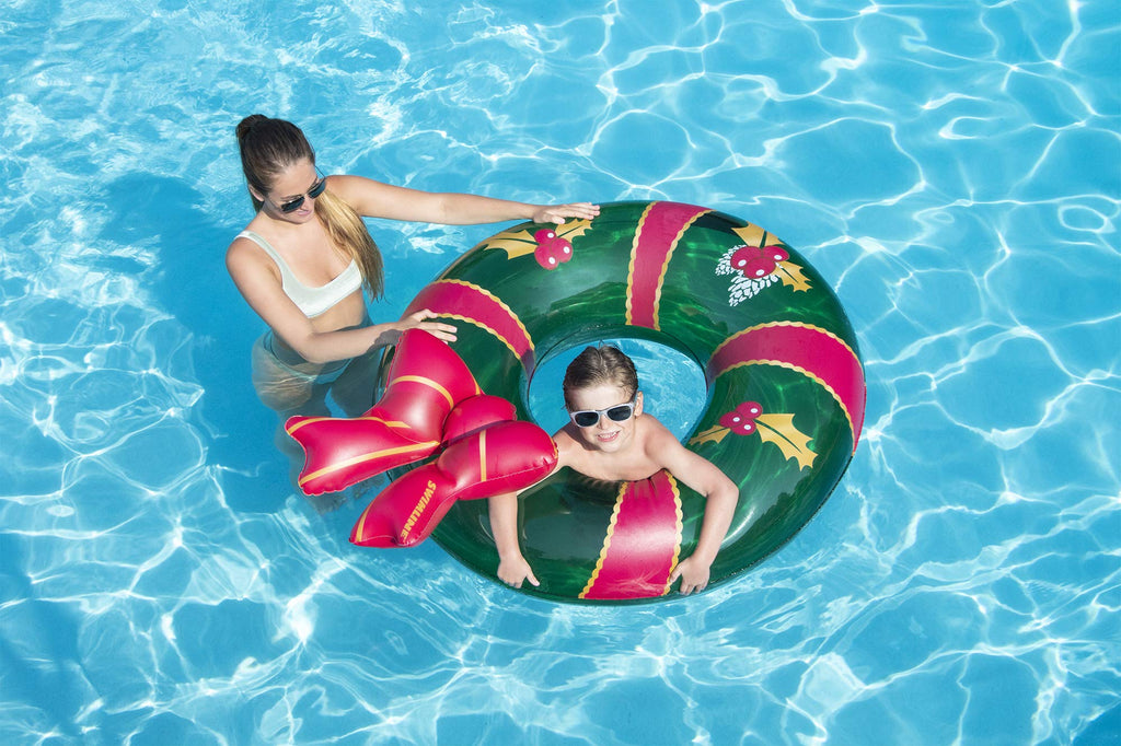 Swimline Christmas Wreath Inflatable Pool Ring, Multi, One Size