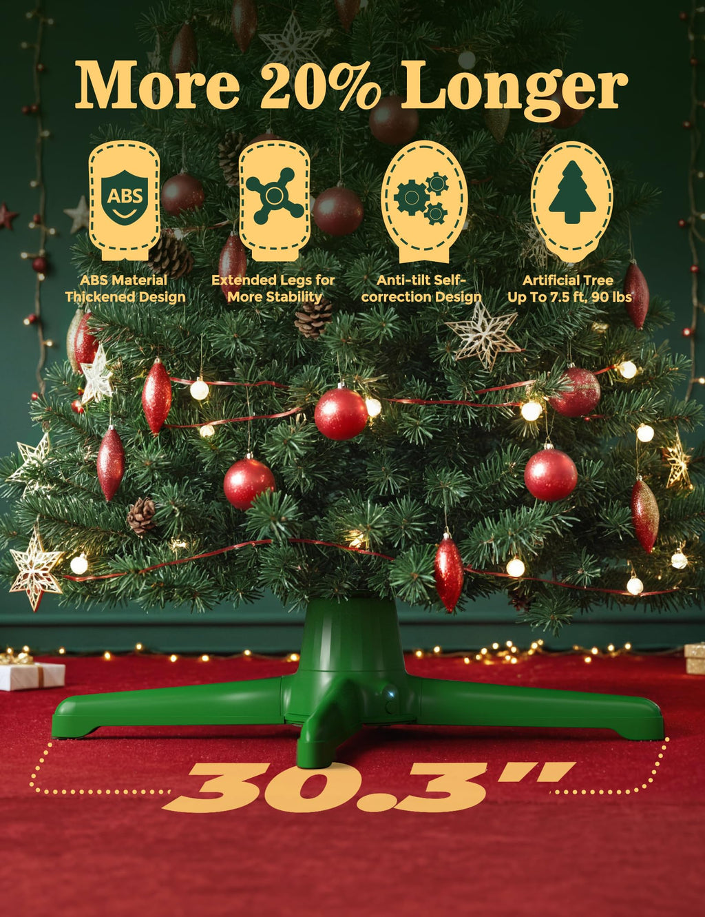 2025 Upgrade Rotating Christmas Tree Stand, UL Certified Adjustable Tree Stands with Remote Control for Up to 7.5ft 90lb Artificial Tree, Durable 3 Light Outputs with Up to 625 Watts of Power