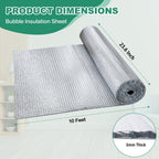 Reflective Bubble Insulation Sheet, Double Side Aluminum Foil Bubble Shield, Aluminum Foil Thermal Insulation Radiant Barrier for Windows, RV, Roof, Garage Door (23.6IN X 10FT)