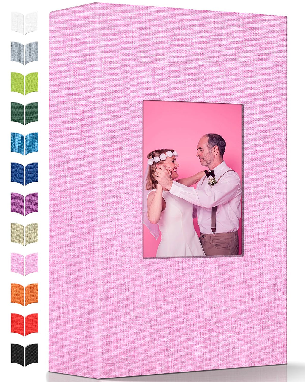 Artfeel Photo Album 4x6 with 300 Pockets,Slip-in Picture Albums,Linen Cover Memory Book with Front Window,White Page Vertical Photo Book for Wedding,Family,Anniversare,Baby,Vacation
