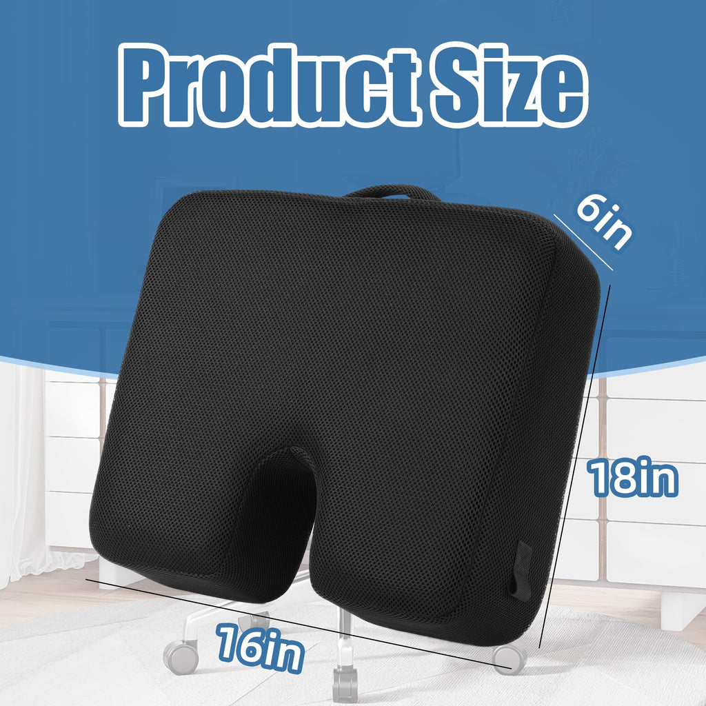 MABOZOO Extra Thick Seat Cushion, 6 Inches Adult Booster Seat for Car Office Desk Chair, Memory Foam Ergonomic Butt Pillow Relieving Pain for Long Sitting