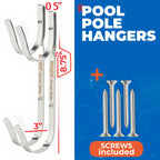 ProTuff Pool Pole Hanger Set – 2 Pack – Unconditional 490 Promise – 3X Stronger Stainless Steel Hooks – Rust-Proof, UV-Resistant, Easy Install on Fence, Wall, Deck for Poles, Nets & Skimmers