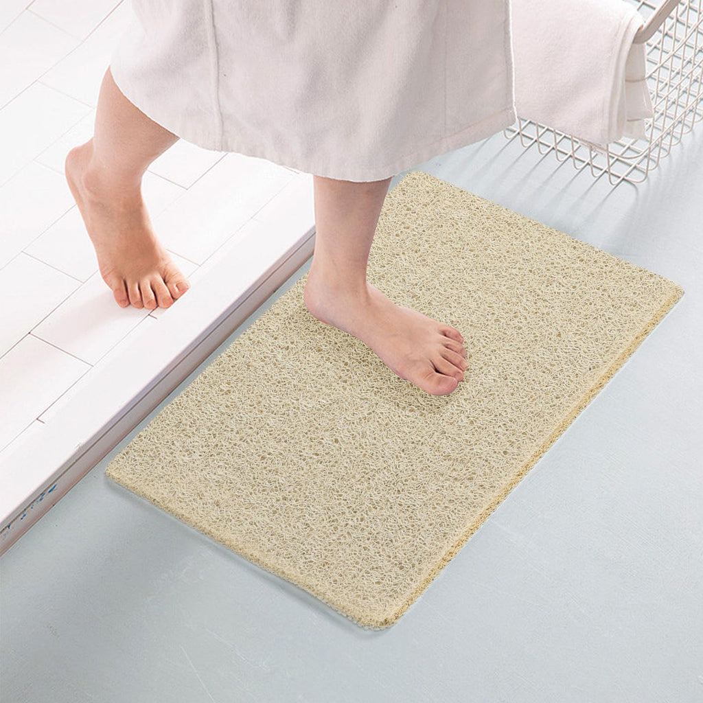 Joyhalo Shower Mats for Showers Anti Slip for Elderly, 32'' x 24'' Non Slip Bath Mat for Inside Shower, Bath Tub Mats for Bathroom Non Slip for Shower, PVC Loofah Bathroom Mats, Beige