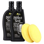 HOPE'S Perfect Sink Cleaner and Polish, Restorative, Water-Beading, Removes Stains, Ideal for Brushed Stainless Steel, Cast Iron, Porcelain, Corian, Composite, Acrylic, 8.5 oz 2 Pack with 2 Pads