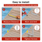 GarveeLife Pool Handrail, 55"x32" Pool Railings for Inground Pools, Swimming Pool Safety Handrails 375lbs Load Capacity, 304 Stainless Steel Pool Stair Rail with Grip Cover, Quick Mount Base Plate