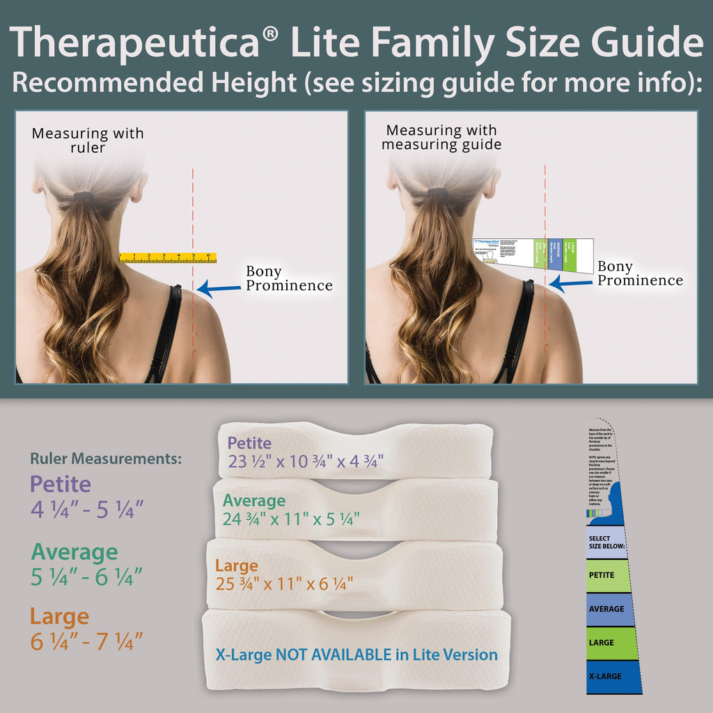 Therapeutica Lite Cervical Orthopedic Foam Sleeping Pillow; for Neck, Shoulder, and Back Pain Relief; Helps Spinal Alignment; Back and Side Sleeping, Medium Firm - Large