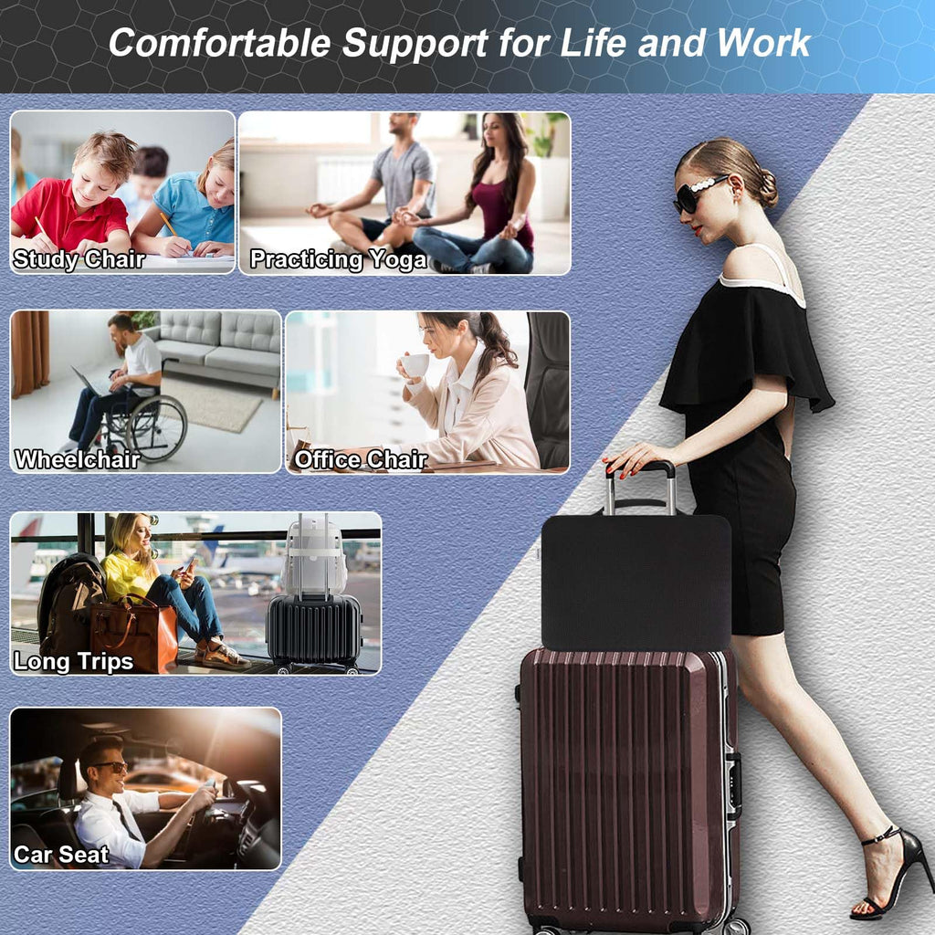 Airllantry Seat Cushion, Gel Seat Cushion for Long Sitting– Back, Sciatica, Tailbone Pain Relief Pad, 19in Seat Pad for Car, Office Chair, Wheelchair, Soft Support for Long Trips