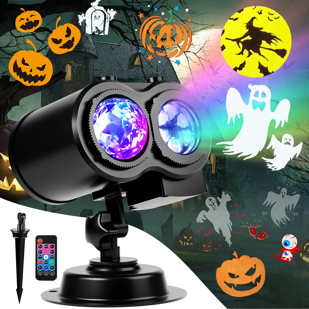 FLITI Brighter Halloween Decorations Projector Lights and Christmas Projector Outdoor 2024 Upgrade, 19 HD Effects (3D Ocean Wave & Patterns), 11 Holiday Projector Home Party Light Show