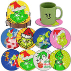 8 Pcs Diamond Art Coasters Kits with Holder DIY Christmas Diamond Art Coaster Non Slip Coaster for Adults Xmas Holiday Diamond Kits Supplies