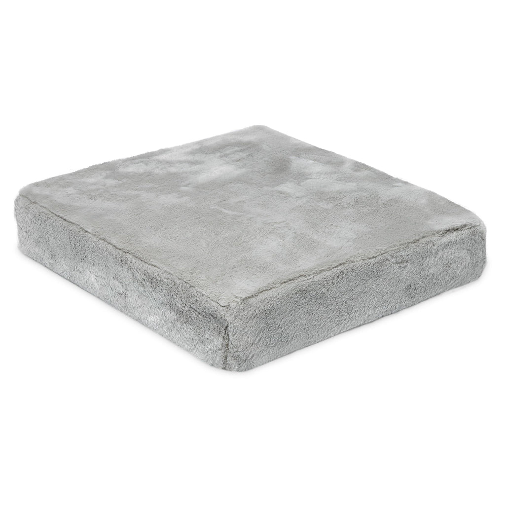 Milliard Memory Foam Seat Cushion Chair Pad 18 x 16 x 3in. with Washable Cover, for Relief and Comfort (Grey Faux Fur)