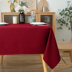 Biscaynebay Textured Fabric Christmas Square Table Cloth 70x70 Inch, Red Water Resistant Spill Proof Tablecloths for Dining, Kitchen, Wedding and Parties, Machine Washable