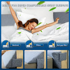 Teemour Full Size (54"x10"x6") Bed Wedge Pillow Headboard Pillow Mattress Wedge Triangle Pillow Long Bolster Pillow Bed Gap Filler (0-7") Mattress Gap Filler Between Your Headboard and Mattress