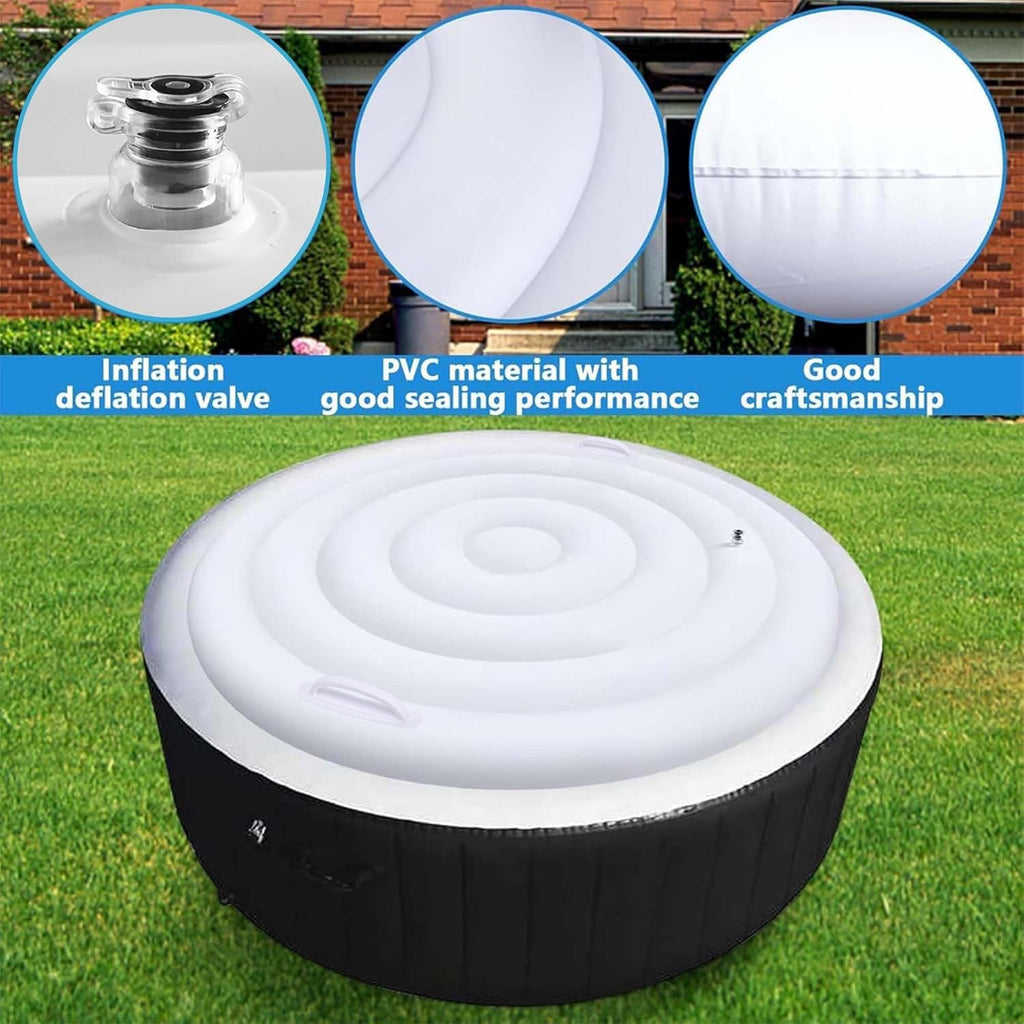 Tlswshsy 4.5 Ft Inflatable Hot Tub Cover- Energy Saving Lid for Round Hot Tub- Foldable Protective Rain Overflow Cover for Outdoor Inflatable Hot Tubs