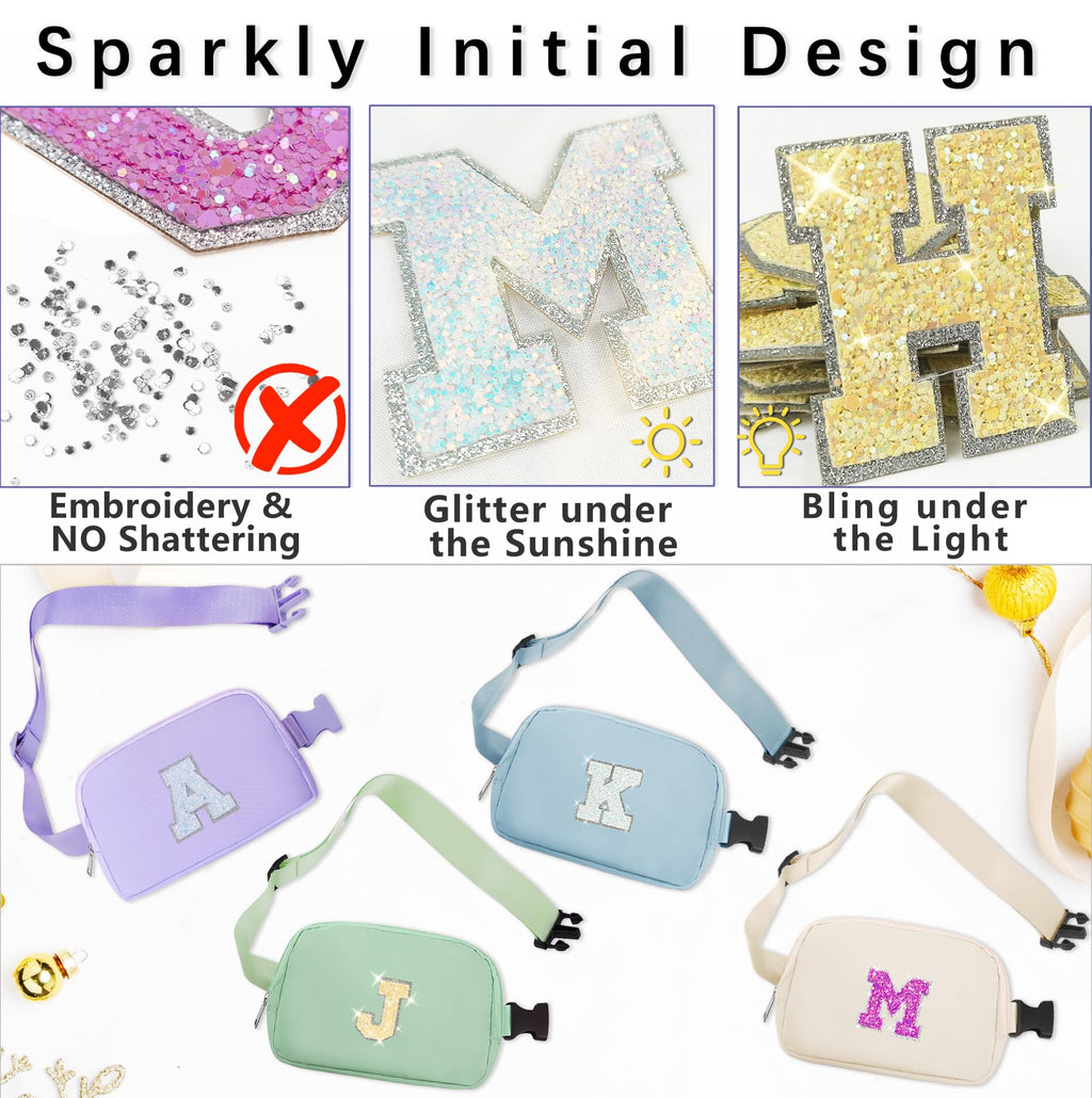 COSHAYSOO Purple Belt Bag Crossbody Initial Fanny Waist Pack Small Cross Body Purse for College Teenager Girls Women Camping Picnic Trip Trending Accessories Organizer Christmas Gift Letter P