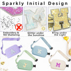 COSHAYSOO Purple Belt Bag Crossbody Initial Fanny Waist Pack Small Cross Body Purse for College Teenager Girls Women Camping Picnic Trip Trending Accessories Organizer Christmas Gift Letter P