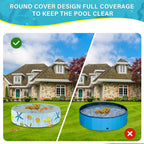 Ladadee Foldable Round Dog Swimming Pool Cover, for 32 "/63“/48” Collapsible Outdoor Tub, PVC Coating Waterproof and UV Protection, Leakproof Washable Kiddie Pet Small Paddling Bath Accessories