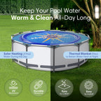 Solar Sun Rings Portable Above Ground Inground Swimming Pool Hot Tub Spa Heating Accessory Circular Heater Solar Cover, Blue (6 Pack)