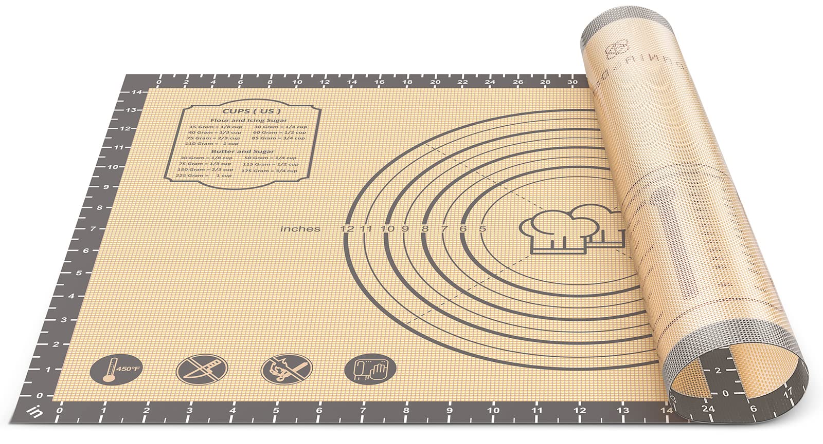 Baking Mat, 28" x 20" Large Silicone Non-slip Baking Pastry Mat with Measurement, Non Stick Silicone Mats for Kitchen Counter, Fondant Mat, Counter Mat, Dough Rolling Mat, Oven Liner, Pie Crust Mat
