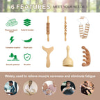 OYAMEQICH Wood Therapy Massage Tools Maderoterapia Kit Body Sculpting Tools for Lymphatic Drainage and Anti-Cellulite .Wood Massager Roller Rpoe for Back and Muscle Pain Relief (Medium)