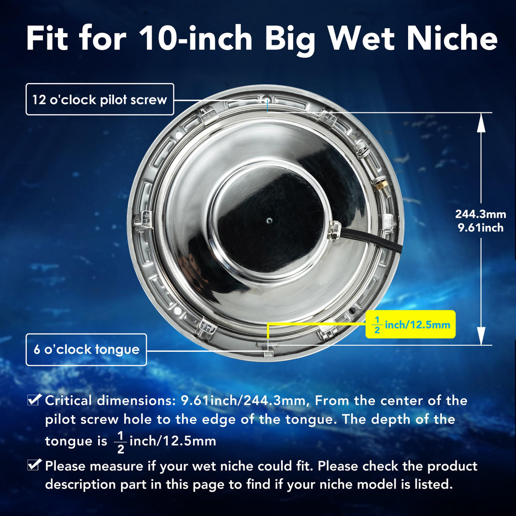 HQUA PN01DC LED Inground Pool Lighting System RGBW Color Change 10 Inch 50W, Remote/App Control, 120V AC, 100 Feet Cord