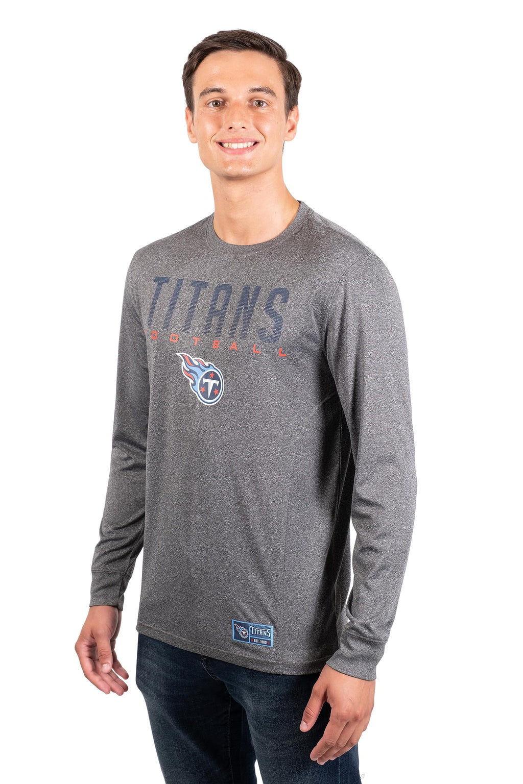Ultra Game NFL Men's Active Quick Dry Long Sleeve T-Shirt, Tennessee Titans, Heather Charcoal, X-Large